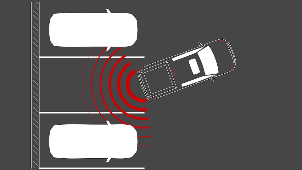 Graphic of the Rear Park Assist of the 2025 GMC Canyon.