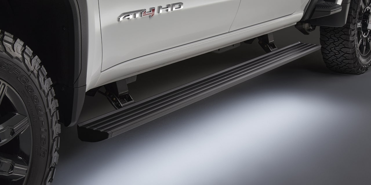 Close-up View of the Step on a 2026 GMC Sierra HD AT4.