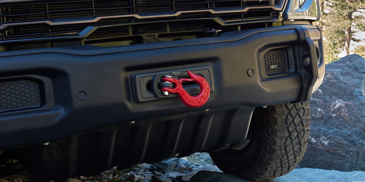 Close-up of the Recovery Hook on the 2026 GMC Sierra 1500 AT4 Off-Road Truck.