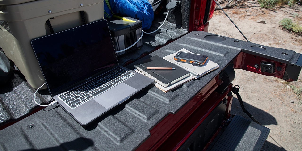 View of the MultiPro Tailgate in Use on the 2026 GMC Sierra 1500 AT4.