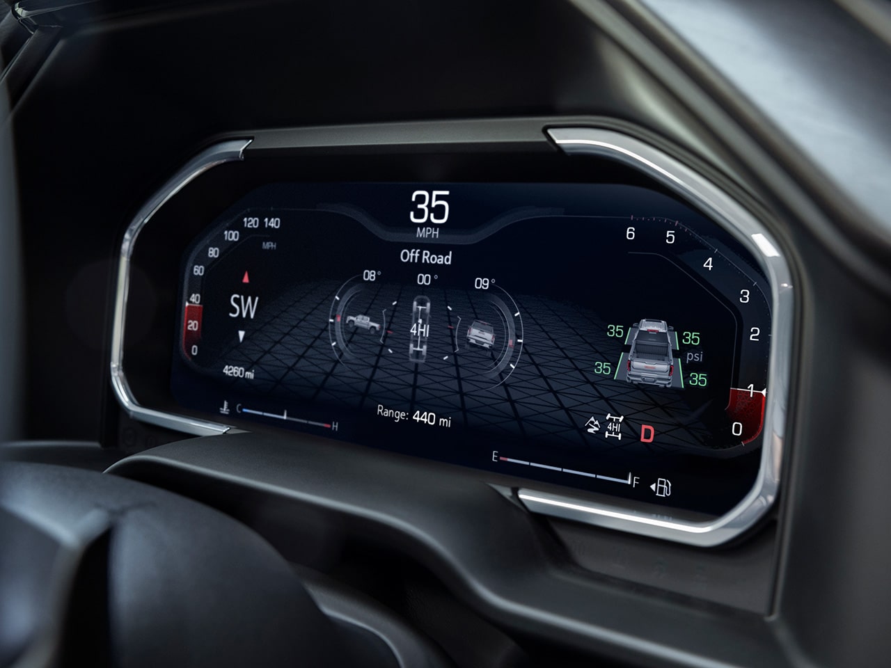 Close-up of the 12.3 Inch Diagonal Driver Infotainment Centre of the 2026 GMC Sierra 1500 AT4.