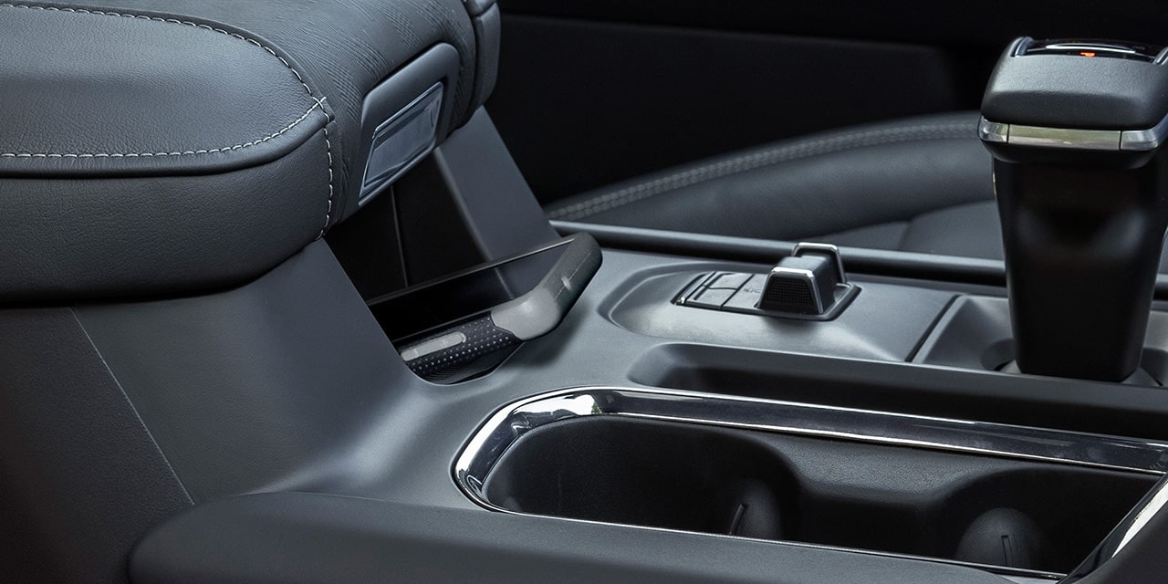 Close-up of the Centre Console in the 2026 GMC Sierra AT4 Off-Road Truck.