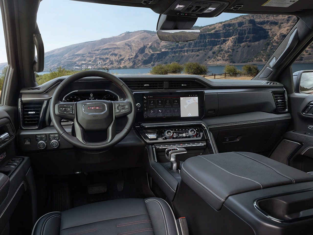 Interior View of the Dashboard in the 2026 GMC Sierra 1500 AT4X.