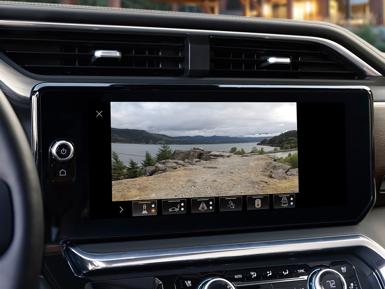 Close-up of the Infotainment Screen in the 2026 GMC Sierra 1500 Pickup Truck.
