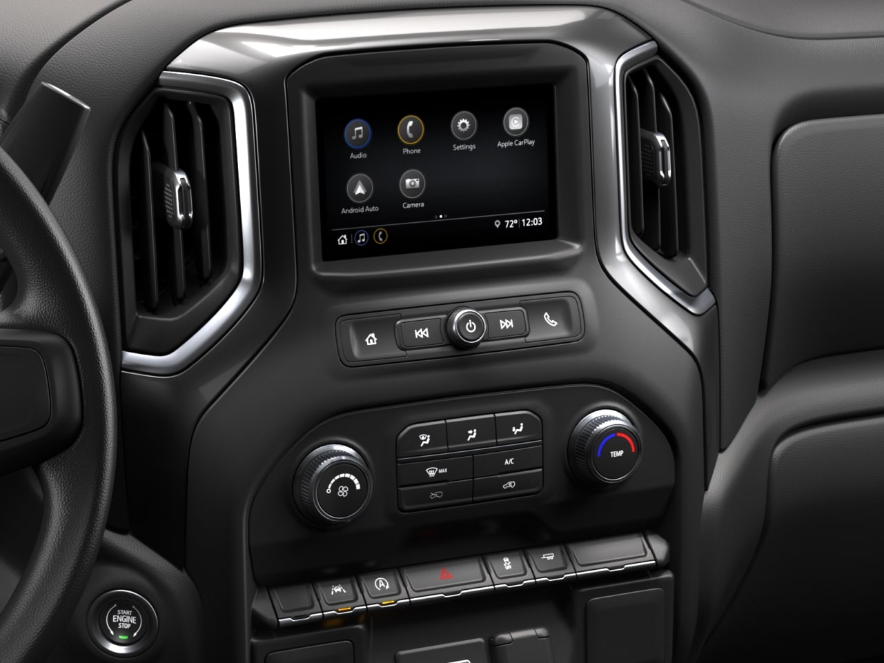 Close-up of the 7 Inch Diagonal Infotainment System inside the 2026 GMC Sierra 1500.