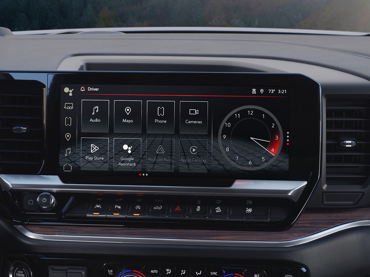 Close-up of the 13.4 Inch Diagonal Infotainment System inside the 2026 GMC Sierra 1500.