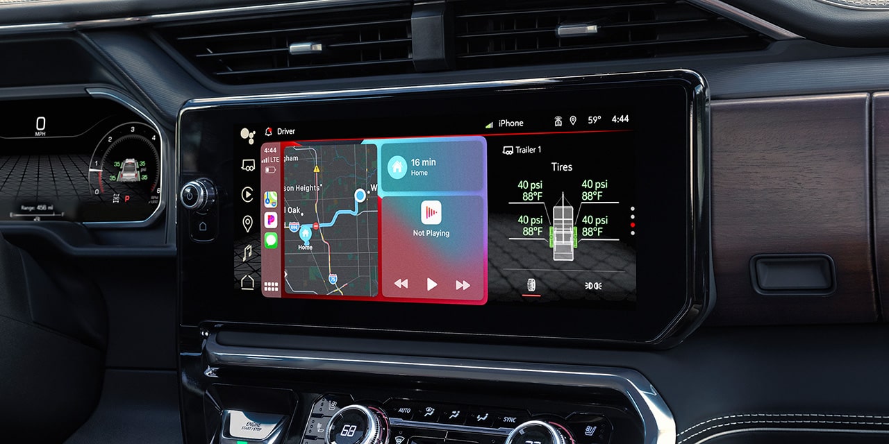 Interior View of the Infotainment System in the 2026 GMC Sierra 1500.