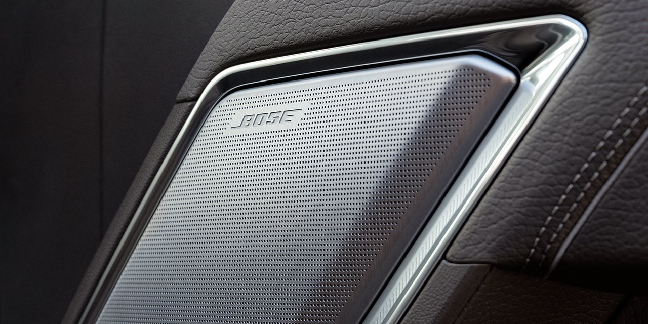 Close-up of a Bose Speaker in a 2026 GMC Sierra HD Denali Luxury Truck.