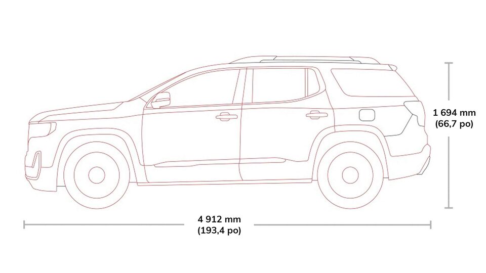 Spécifications du GMC Acadia AT4 2022.