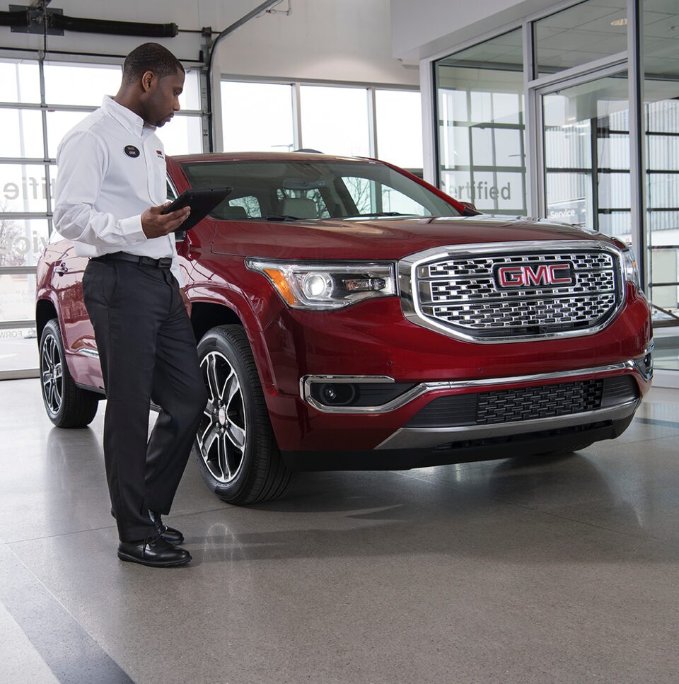 GMC Protection expert inspecting 2020 Terrain Denali Small SUV