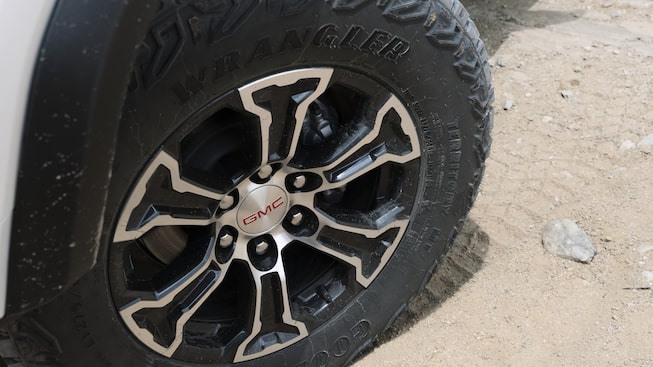 Closeup on the Rim and Tire of the GMC Canyon AT4