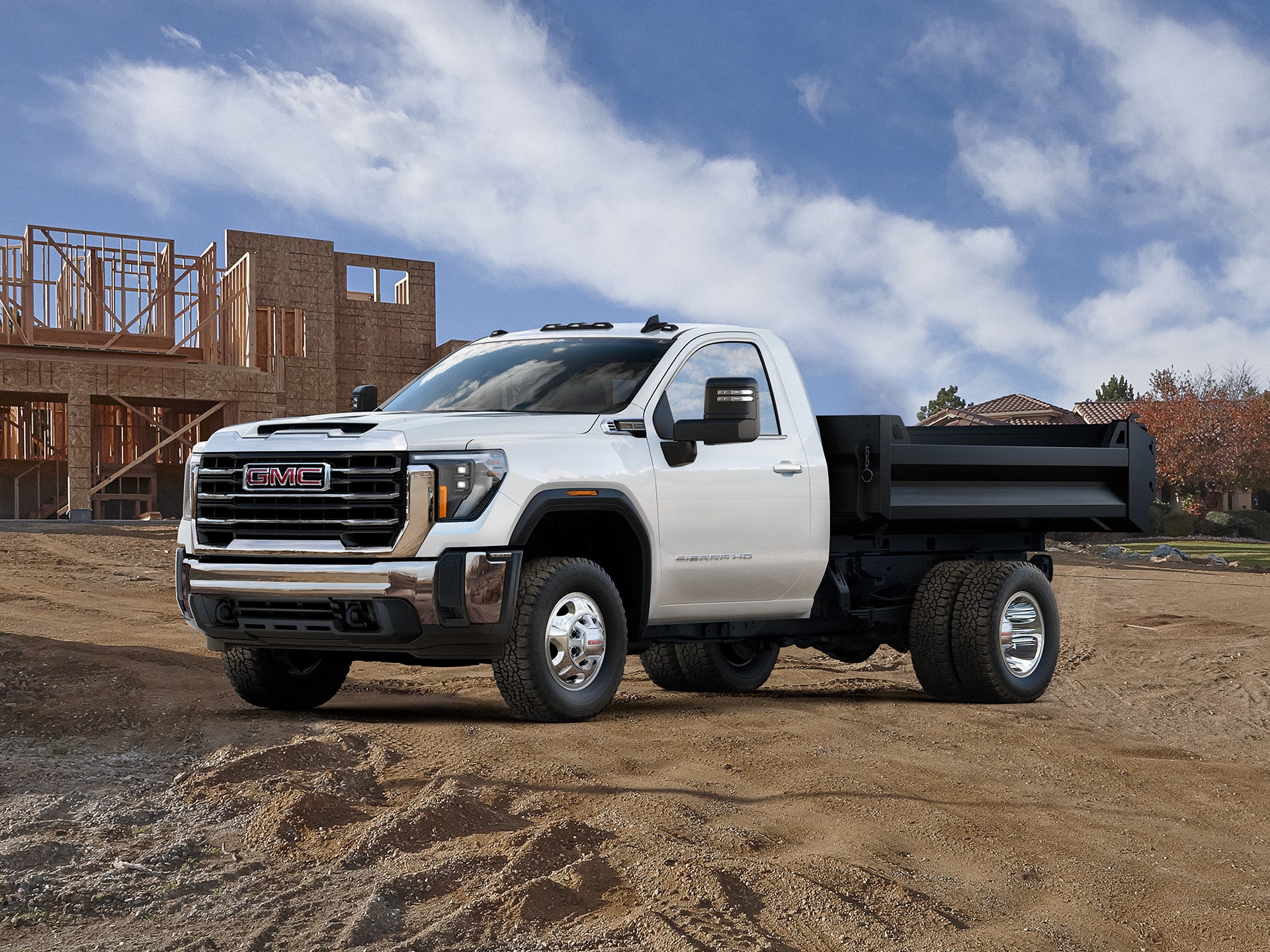 The 2026 GMC Sierra Chassis Cab Work Truck Parked on a Job Site